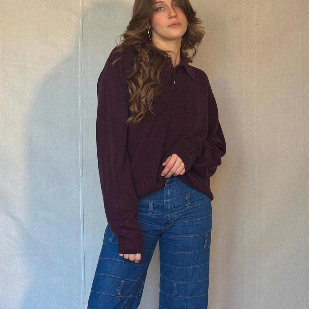 Dark Burgundy Collared Sweater (Modern)